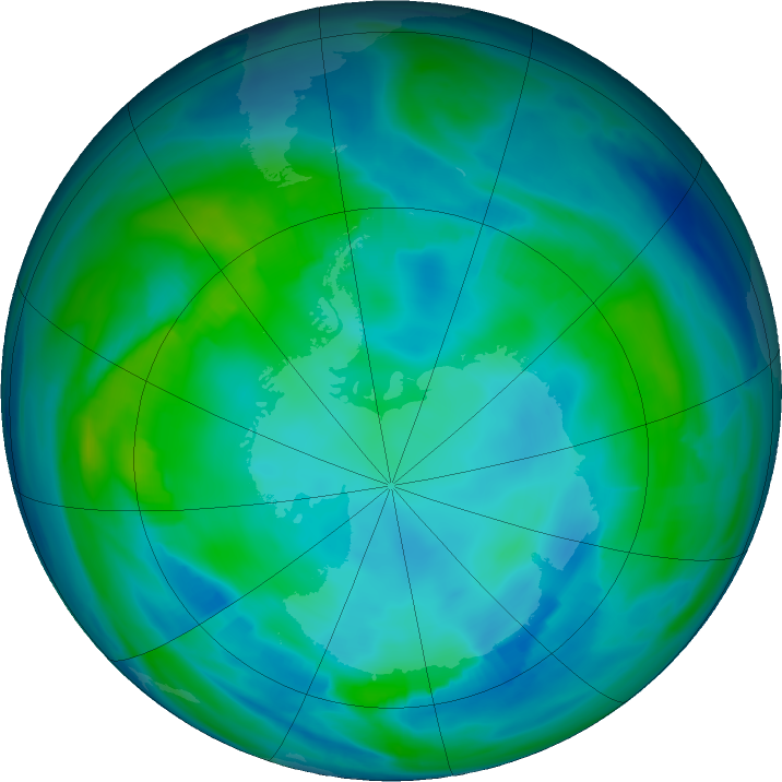 Antarctic ozone map for 12 May 2021